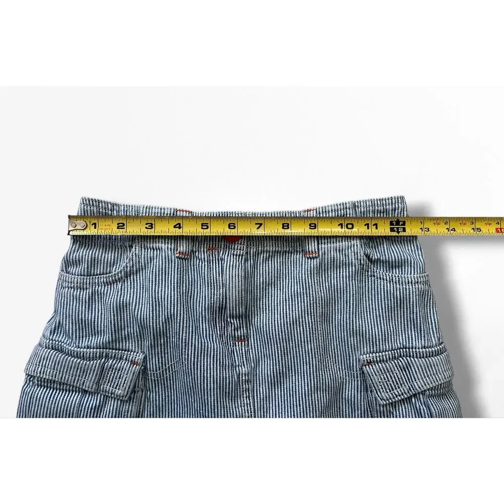 Mini Boden Engineer Stripe Denim Cargo Skirt, Size 9/10